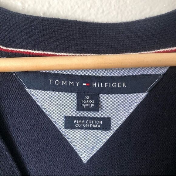 Tommy Hilfiger dark blue v-neck academia button down cardigan 100% Pima cotton - Picture 9 of 9